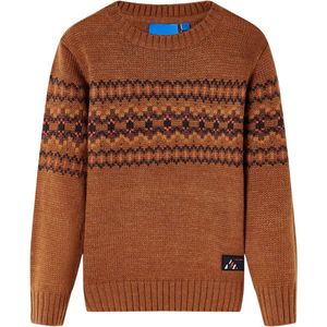 vidaXL - Kindertrui - Cognackleurig - Gebreid - 100% Katoen