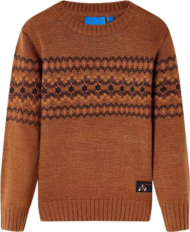 Kindertrui - Cognac - 100% Katoen - Lange Mouwen - Ronde Halslijn