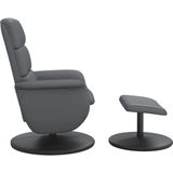 vidaXL Fauteuil verstelbaar met voetenbankje kunstleer grijs