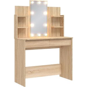 vidaXL - Kaptafel - met - LED-verlichting - 96x40x142 - cm - sonoma - eikenkleurig