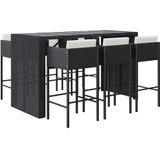 7-tlg. Gartenbar-Set mit Kissen Schwarz Poly Rattan Vidaxl