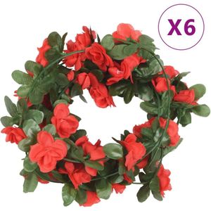 VidaXL Kerstslingers met bloemen 6 st 250 cm lente rood
