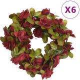 vidaXL Weihnachtskränze Blumen 6 Stk. Weinrot 250 cm
