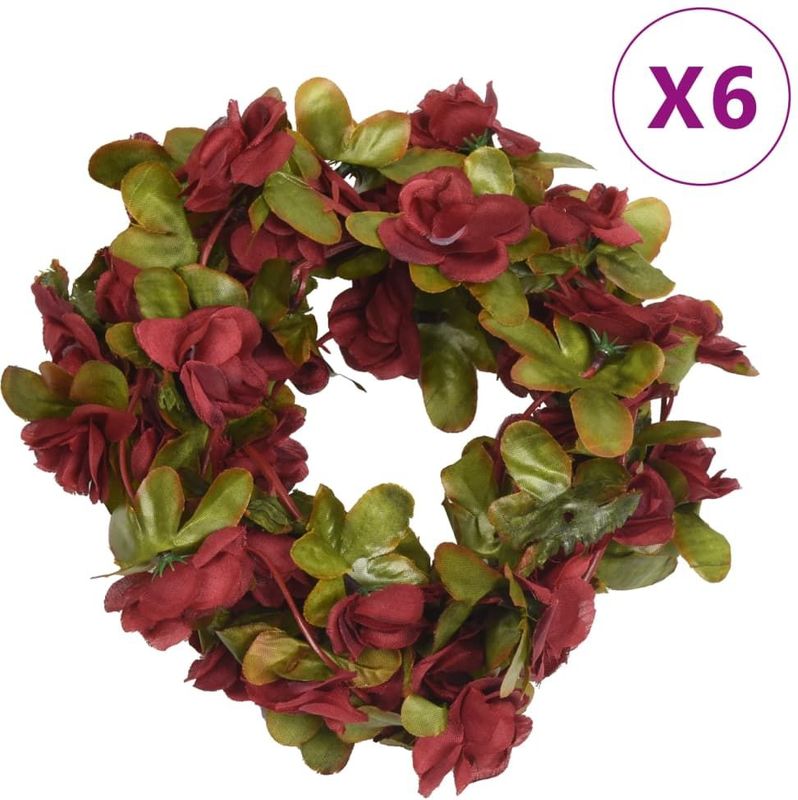 vidaXL Weihnachtskränze Blumen 6 Stk. Weinrot 250 cm