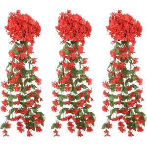 VidaXL Kerstslingers met bloemen 3 st 85 cm rood