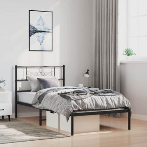 vidaXL Bettgestell mit Kopfteil Metall Schwarz 100x190 cm
