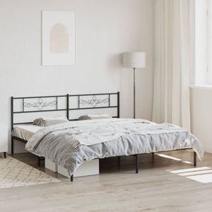 Bettgestell mit Kopfteil Metall Schwarz 200x200 cm Vidaxl