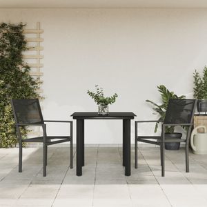 VidaXL Tuinset 3-delig Textileen en Staal Zwart