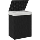 vidaXL Wasmand - Zwart - PE-Rattan - Inklapbaar met Deksel