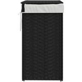 vidaXL Wasmand - Zwart - PE-Rattan - Inklapbaar met Deksel