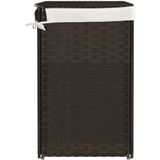 Wäschekorb mit 2 Fächern Dunkelbraun 53x35x57 cm Poly Rattan vidaXL