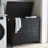 Wasmand - Rattan - 3 Vakken - Met Deksel - Met Wielen