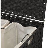 Wasmand - Rattan - 3 Vakken - Met Deksel - Met Wielen