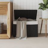 Wasmand - Zwart - PE-Rattan - Inclusief Deksel