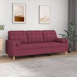 Vidaxl - 3-Sitzer-Sofa mit Zierkissen Weinrot 180 cm Stoff