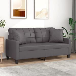 Vidaxl - 2-Sitzer-Sofa mit Zierkissen Grau 140 cm Kunstleder