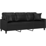 vidaXL 3-Sitzer-Sofa mit Zierkissen Schwarz 180 cm Kunstleder