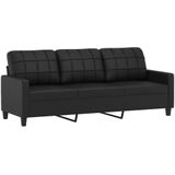 vidaXL 3-Sitzer-Sofa mit Zierkissen Schwarz 180 cm Kunstleder