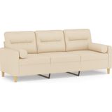 Vidaxl - 3-Sitzer-Sofa mit Zierkissen Creme 180 cm Stoff