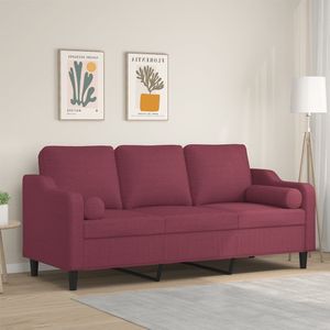 3-Sitzer-Sofa mit Zierkissen Weinrot 180 cm Stoff vidaXL