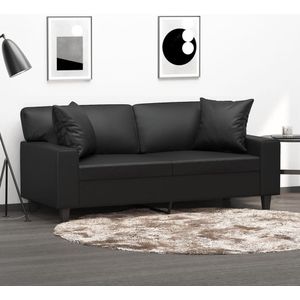 Vidaxl - 2-Sitzer-Sofa mit Zierkissen Schwarz 140 cm Kunstleder