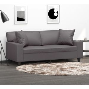 vidaXL 2-Sitzer-Sofa mit Zierkissen Grau 140 cm Kunstleder