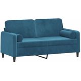 vidaXL - Tweezitsbank - met - sierkussens - cm - fluweel - blauw