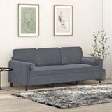 vidaXL - Driezitsbank - met - sierkussens - 180 - cm - fluweel - donkergrijs
