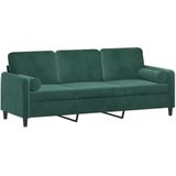 3-Sitzer-Sofa mit Zierkissen Dunkelgrün 180 cm Samt vidaXL