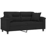 Vidaxl - 2-Sitzer-Sofa mit Kissen Schwarz 140 cm Mikrofasergewebe