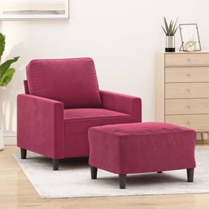 Sessel mit Hocker Weinrot 60 cm Samt Vidaxl