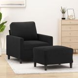 Sessel mit Hocker Schwarz 60 cm Samt Vidaxl