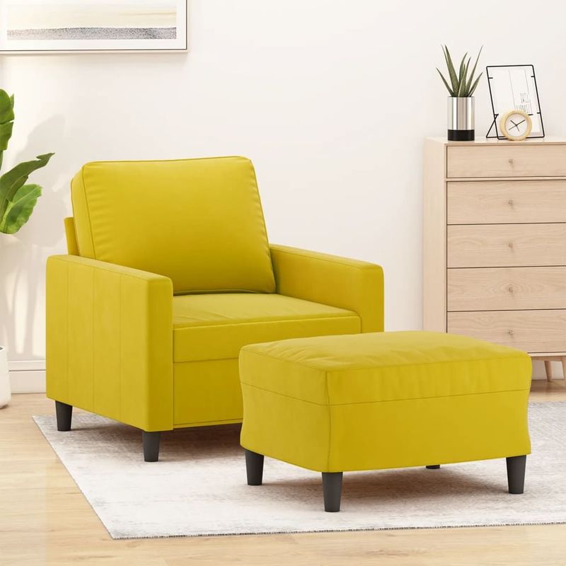 Sessel mit Hocker Gelb 60 cm Samt Vidaxl