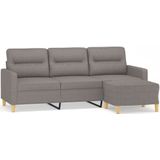 vidaXL 3-Sitzer-Sofa mit Hocker Taupe 180 cm Stoff