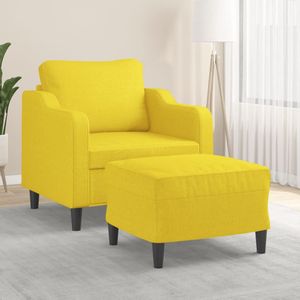 Sessel mit Hocker Hellgelb 60 cm Stoff Vidaxl