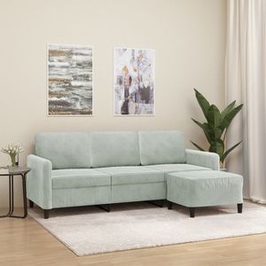 Vidaxl - 3-Sitzer-Sofa mit Hocker Hellgrau 180 cm Samt