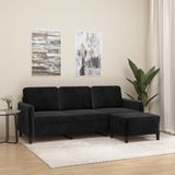 Vidaxl - 3-Sitzer-Sofa mit Hocker Schwarz 180 cm Samt