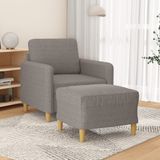 vidaXL Fauteuil met voetenbank 60 cm stof taupe