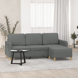 Vidaxl - 3-Sitzer-Sofa mit Hocker Dunkelgrau 180 cm Stoff