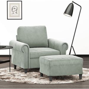 vidaXL - Fauteuil - met - voetenbank - 60 - cm - fluweel - lichtgrijs