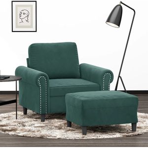 vidaXL Sessel mit Hocker Dunkelgrün 60 cm Samt