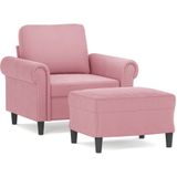 vidaXL Fauteuil met voetenbank 60 cm fluweel roze