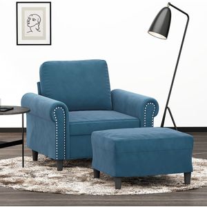 Vidaxl - Sessel mit Hocker Blau 60 cm Samt