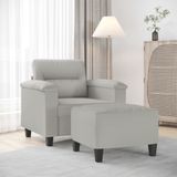 Vidaxl - Sessel mit Hocker Hellgrau 60 cm Mikrofasergewebe