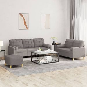 Vidaxl - 3-tlg. Sofagarnitur mit Kissen Taupe Stoff