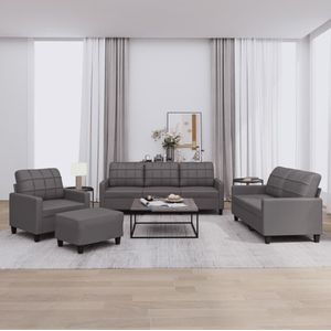 vidaXL - 4-delige - Loungeset - met - kussens - kunstleer - bruin