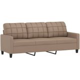 vidaXL 3-tlg. Sofagarnitur mit Kissen Cappuccino-Braun Kunstleder