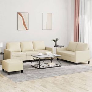 Vidaxl - 3-tlg. Sofagarnitur mit Kissen Creme Kunstleder