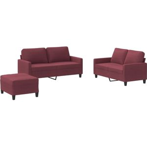 Vidaxl - 3-tlg. Sofagarnitur mit Kissen Weinrot Stoff