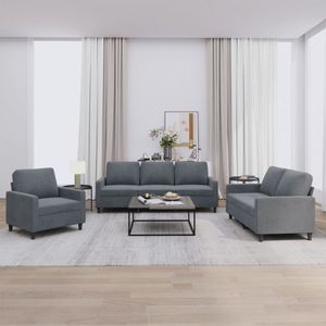 vidaXL - 3-delige - Loungeset - met - kussens - fluweel - donkergrijs